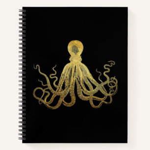  Octopus Gold Black Inkt Kustanaal Nautisch Notitieboek