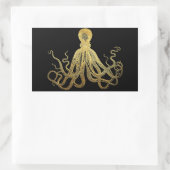 Octopus Gold Black Inkt Kustanaal Nautisch Rechthoekige Sticker (Tas)