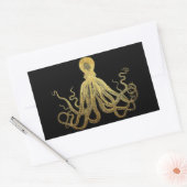  Octopus Gold Black Inkt Kustanaal Nautisch Rechthoekige Sticker (Envelop)