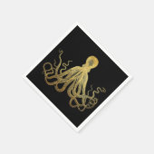  Octopus Gold Black Inkt Kustanaal Nautisch Servet (Hoek)