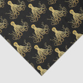  Octopus Gold Black Inkt Kustanaal Nautisch Tissuepapier (Detail)