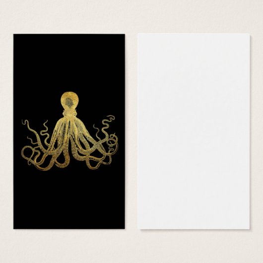  Octopus Gold Black Inkt Kustanaal Nautisch Visitekaartje (Voorkant /achterkant)