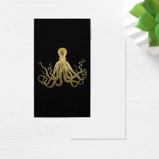  Octopus Gold Black Inkt Kustanaal Nautisch Visitekaartje (Bureau)