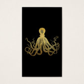  Octopus Gold Black Inkt Kustanaal Nautisch Visitekaartje (Voorkant)