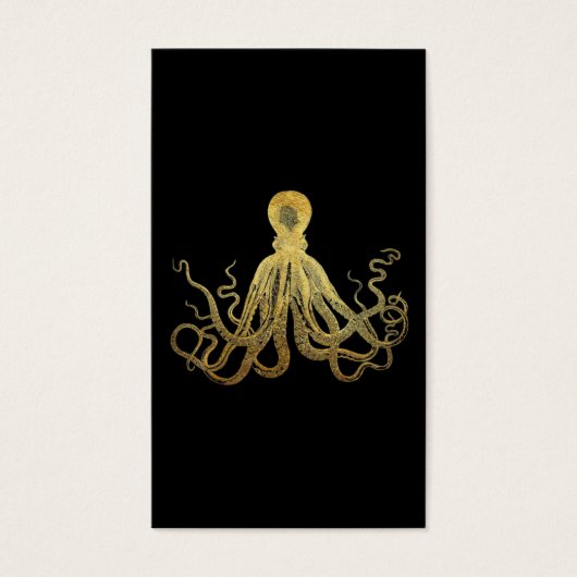  Octopus Gold Black Inkt Kustanaal Nautisch Visitekaartje (Voorkant)