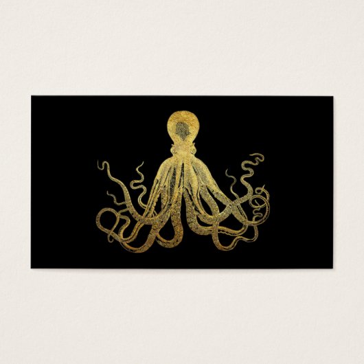  Octopus Gold Black Inkt Kustanaal Nautisch Visitekaartje (Voorkant)