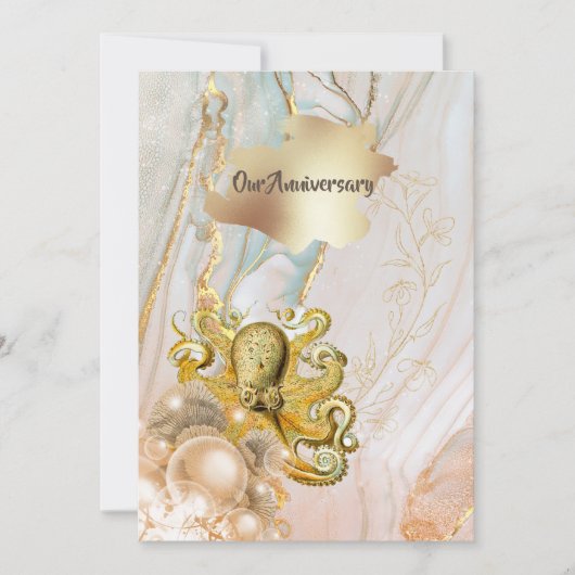 Octopus gold splash nautische marineherdenking kaart (Voorkant)