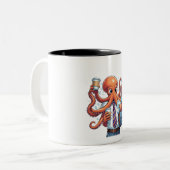 Octopus – Grappige multitasking Tweekleurige Koffiemok (Voorkant links)
