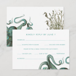 Octopus Green Aquarium Bruiloftsmenu Opties RSVP Kaartje