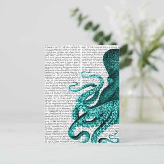 Octopus Green Half Briefkaart (Staand voorkant)