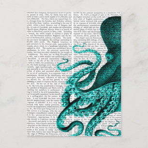 Octopus Green Half Briefkaart