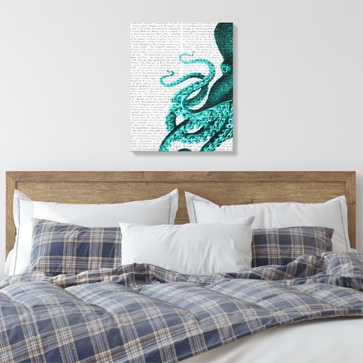 Octopus Green Half Canvas Afdruk (Insitu (Slaapkamer))