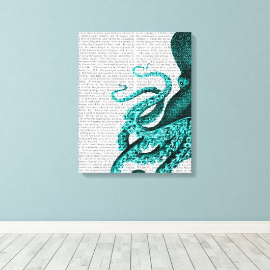 Octopus Green Half Canvas Afdruk (Insitu (Houten vloer))