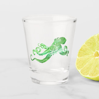 Octopus Green Shot Glass Glas