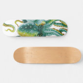 Octopus Green Tentacles Waterverf Art Persoonlijk Skateboard (Horizontaal)
