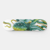 Octopus Green Tentacles Waterverf Art Persoonlijk Skateboard (Horizontaal)