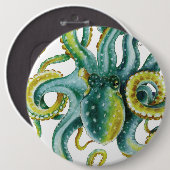 Octopus Green Tentacles Waterverf Art Ronde Button 6,0 Cm (Voorkant /achterkant)