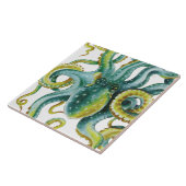 Octopus Green Tentacles Waterverf Art Tegeltje (Zijkant)