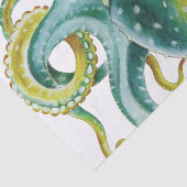 Octopus Green Tentacles Waterverf Art Tissuepapier (Detail)