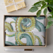 Octopus Green Tentacles Waterverf Art Tissuepapier (Geschenk)
