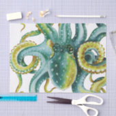 Octopus Green Tentacles Waterverf Art Tissuepapier (Craft)