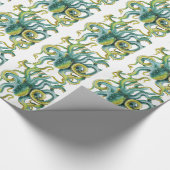 Octopus Green Waterverf Art Cadeaupapier (Hoek)