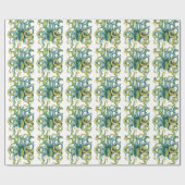 Octopus Green Waterverf Art Cadeaupapier (Vlak)
