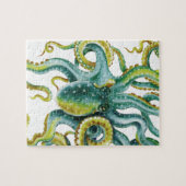Octopus Green Waterverf Art Legpuzzel (Horizontaal)
