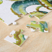 Octopus Green Waterverf Art Legpuzzel (Zijkant)