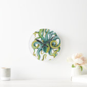 Octopus Green Waterverf Art Ronde Klok (Huis)