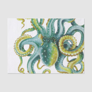 Octopus Green Waterverf Art Tissuepapier