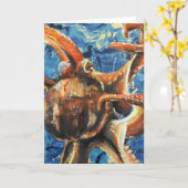 Octopus Greetings Kaart (Gele Bloem)