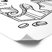 Octopus Guarding Treasure Borst Kleurplaat Poster (Hoek)