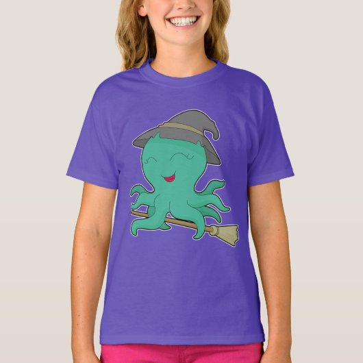 Octopus Halloween Heks T-shirt (Voorkant)