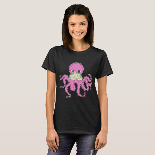 Octopus Hand fan T-shirt (Voorkant volledig)