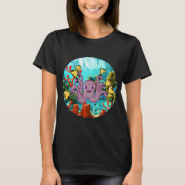 Octopus Handbelrinker In De Zee (cirkelontwerp) T-shirt