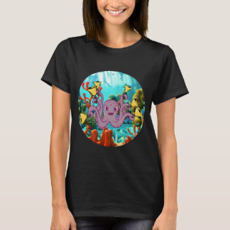 Octopus Handbelrinker In De Zee (cirkelontwerp) T-shirt