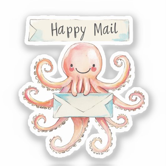 Octopus, Happy Mail, Sticker (Voorkant)