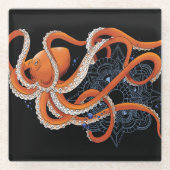 Octopus Henna Glazen Onderzetter (Voorkant)