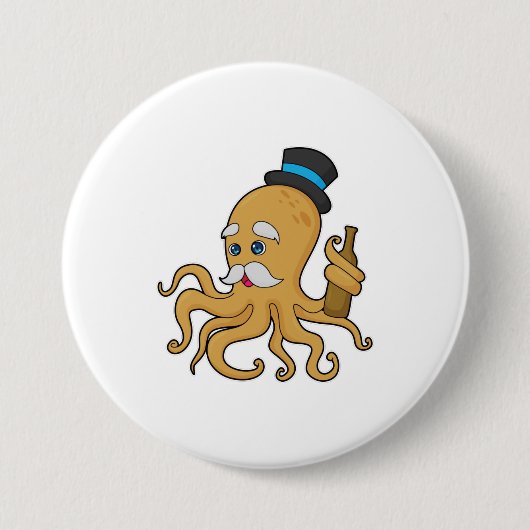Octopus Herenhoed Ronde Button 7,6 Cm (Voorkant)