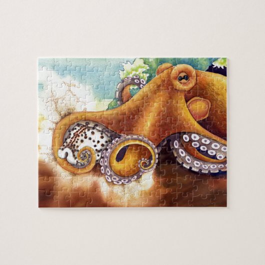 Octopus (Hij e.a.) die met Tiger Cowry zwaait Legpuzzel (Horizontaal)