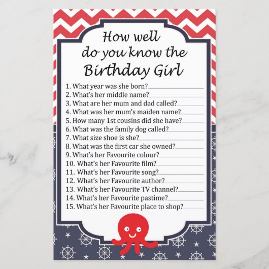 Octopus Hoe goed ken je het verjaardagsmeisje? (Voorkant)