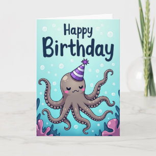 Octopus Hoed Verjaardagskaart Kaart
