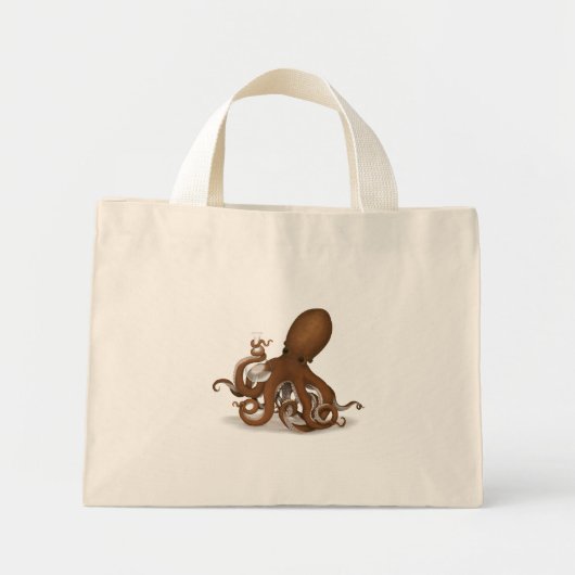 Octopus Holding Chemistry Flask Steampunk Science Mini Tote Bag (Voorkant)
