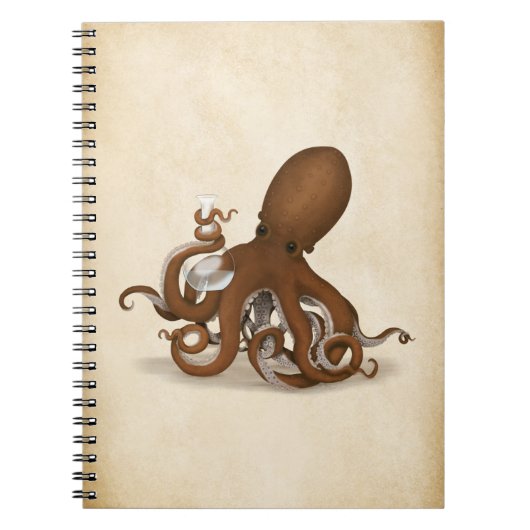 Octopus Holding Chemistry Flask Steampunk Science Notitieboek (Voorkant)