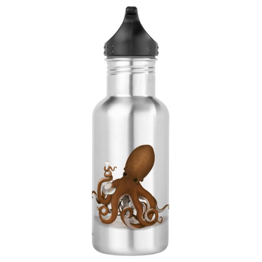 Octopus Holding Chemistry Flask Steampunk Science Waterfles (Rechts)