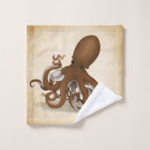 Octopus Holding Glass Flaschemie Steampunk Bad Handdoek (Wasdoekje)