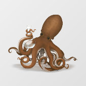Octopus Holding Glass Flaschemie Steampunk Raamsticker (Vel)