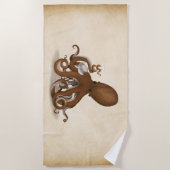 Octopus Holding Glass Flaschemie Steampunk Strandlaken (Voorkant)