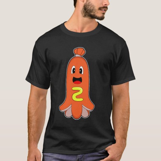 Octopus Hotdog Mosterd T-shirt (Voorkant)